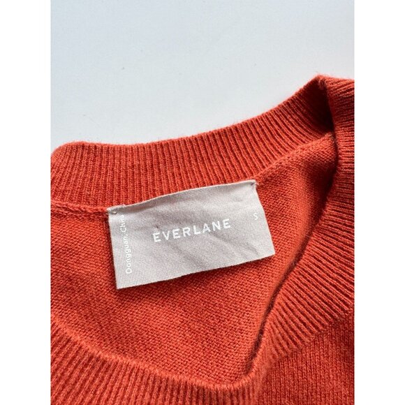 EVERLANE Orange 100% Cashmere Knit Lantern Sleeve Crew Neck Sweater, Size S - Picture 11 of 13